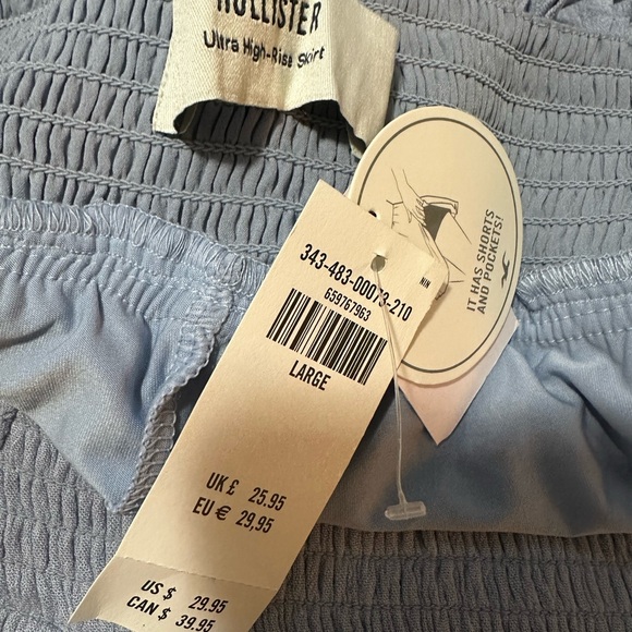 Hollister tiered mini skort skirt NWT blue large - Picture 8 of 8